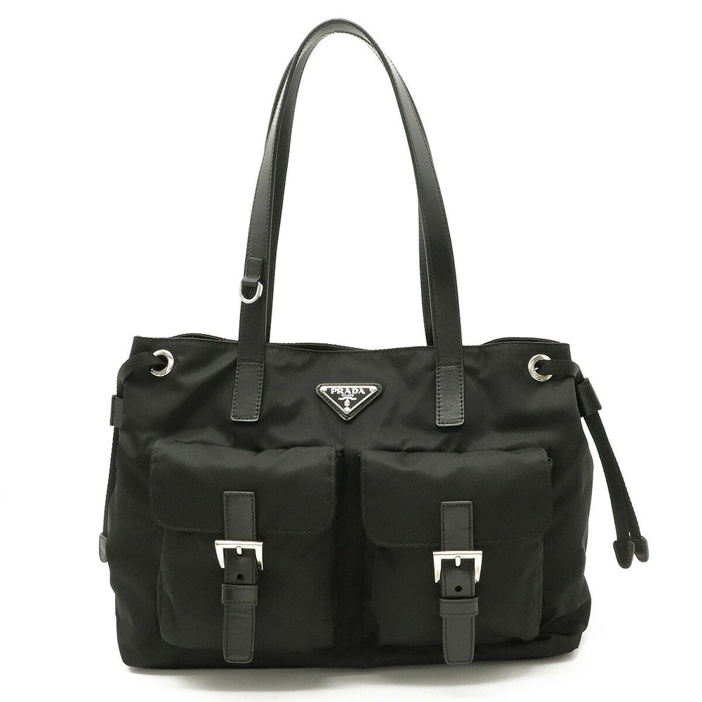 Prada Tote Tessuto Saffiano Bag Shoulder Hobo Leather NERO Black